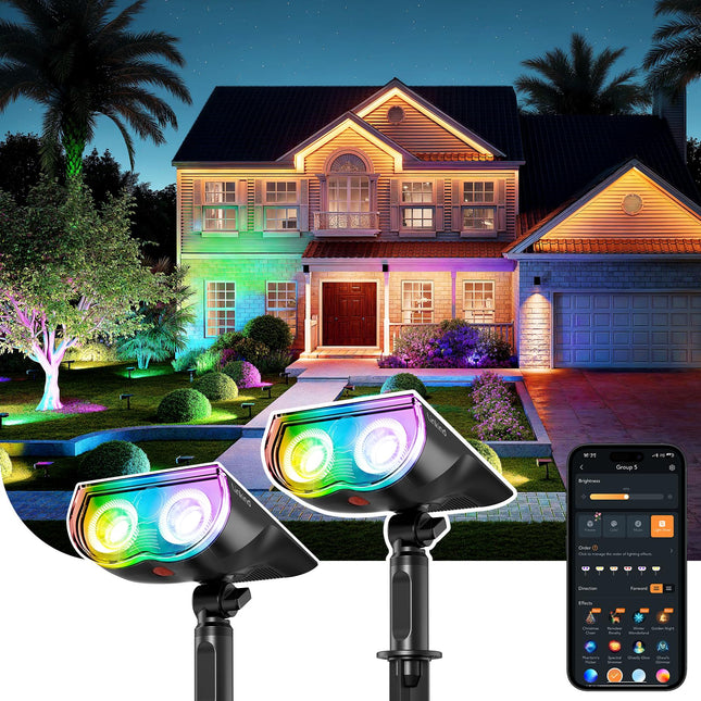 Linkind Smart Solar Lights Outdoor SL5C, Solar Spotlight Color Changing App/Voice Control Landscape Lighting, IP67 Spot 