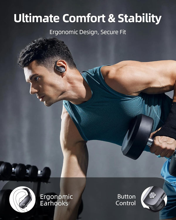 bmanl Wireless Earbuds Bluetooth Headphones Over Ear Hooks Ear Buds with 80H Playtime, LED Power Display, Dual Mic Clear Calls, Sports Wireless
