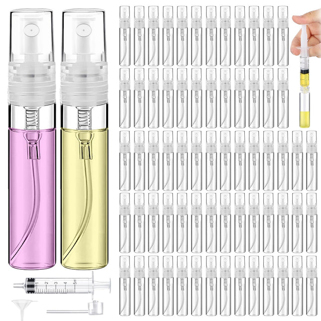 60PCS 5Ml Mini Spray Bottle, Portable Clear Plastic Spray Bottle, Empty Fine Mist Refillable Perfume Atomizer, Small Sam