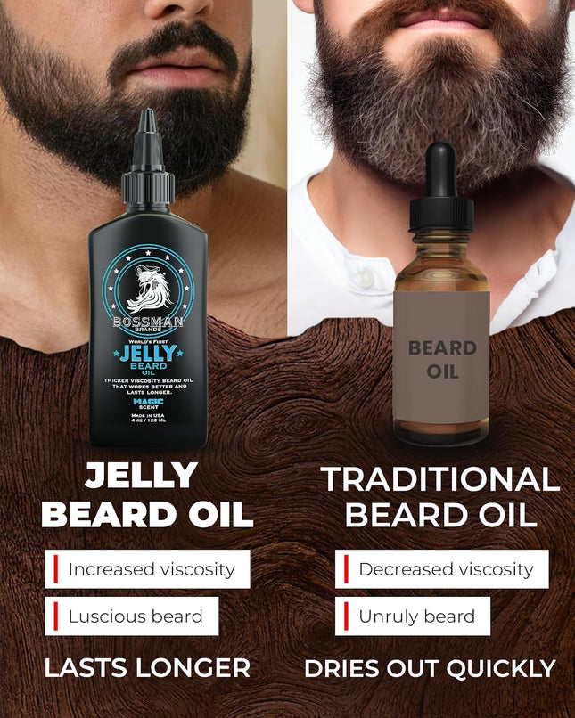 Bossman Jelly Beard Oil for Men (4 Oz, Magic Scent) Ã¢ÂÂ Softens, Moisturizes 