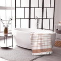 Okuna Outpost Bathroom Rugs - Bohemian Bath Rug with Tassels & Low Pile - Washable Cotton Bath Mat & Shower Rug - Bohemian Decor - 23.6 x 35