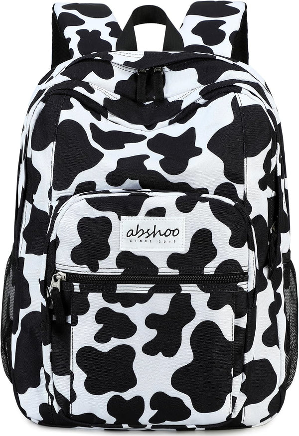 abshoo Classical Basic Cow Print Womens School Backpack For College Teen Girls Water Resistant Bookbag (Cow) Cow 16.5 Inc