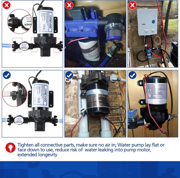 Water Pressure Diaphragm Pump Industrial 115V 4 GPM 45 PSI, Self Priming Water Booster Pump with Power Plug, Fittings Strainer Filter for Kitchen