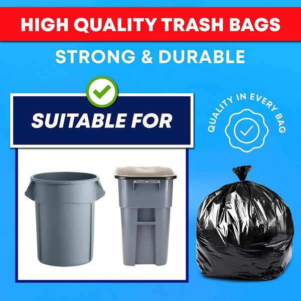 Tasker 55-60 Gallon Trash Bags Heavy Duty | Value 50 Count Bags W/Ties | Extra Large Industrial Trash Bags 55 Gallon, Lawn and Leaf Bags, Extra