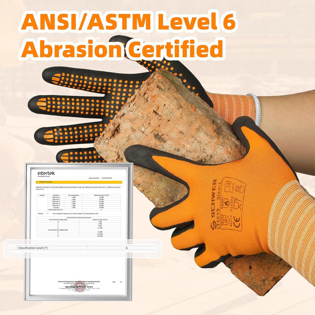 Schwer 3 Pairs LT5619 Work Gloves Micro-Foam Nitrile Coated, Level 4 Abrasion Re