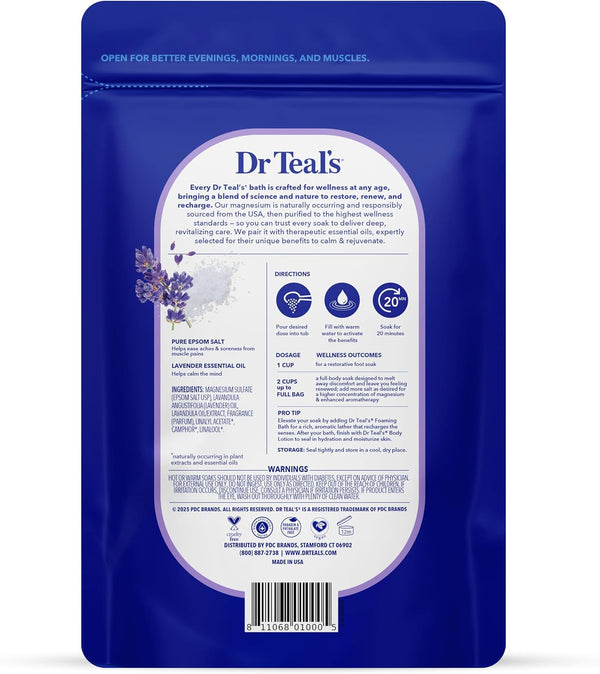 Dr Teal's Epsom Salt Magnesium Soak, Lavender, Eucalyptus & Wellness Trio, 3 lbs (Pack of 3) Lavender, Eucalyptus, and Rosemary 48 Ounce (Pack of 3)