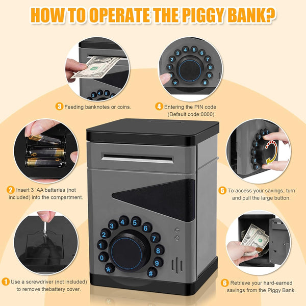 Boy Piggy Bank for Kids, Safe for Kid with Cultivating Good Saving Habit, Electronic Bank for Real Money, Ideal Gift for 3 4 5 6 7 8-12 Years Old
