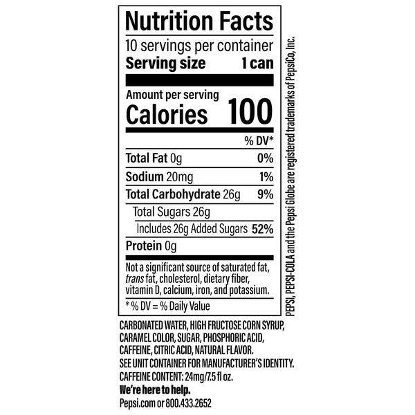 Pepsi Soda, 7.5 Ounce Mini Cans, (10 Pack) (Packaging May Vary) Original 7.5 Fl Oz (Pack of 10)