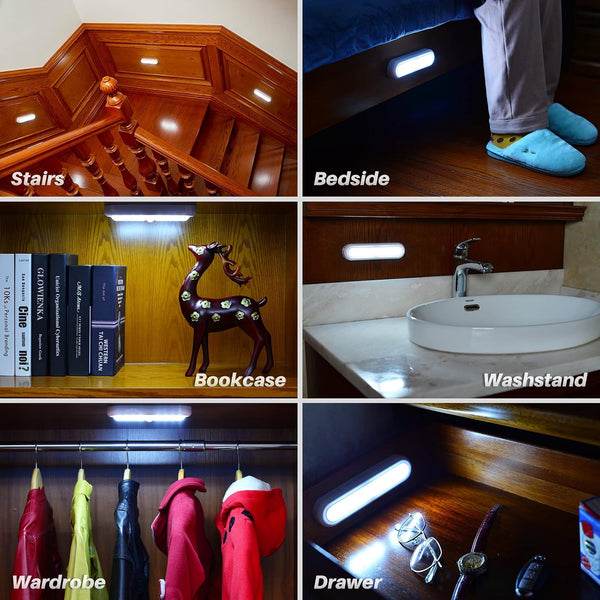 STAR-SPANGLED 3 Pack 7” Motion Sensor Lights Indoor Battery Operated, Stick on LED Light for Closet, Stairs, Under Cabinet, Cool White 7 inch,