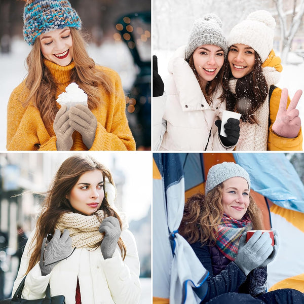 Tavaleu Women'S Winter Gloves - Warm Touch Screen Fleece Lined, Elastic Cuff Knit Gloves for Cold Weather