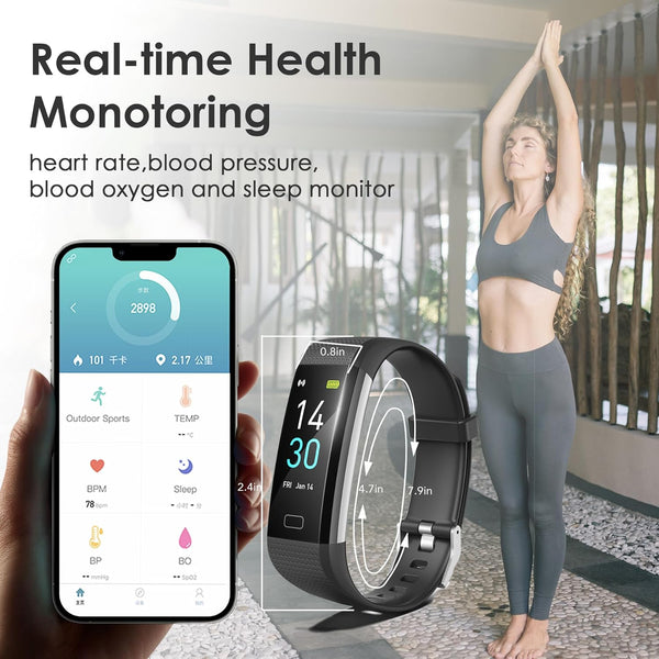 Fitness Tracker for Men and Women,Fitness Watch Waterproof with Activity Tracker and Sleep Monitor,Smart Watch for Android and Ios Phones