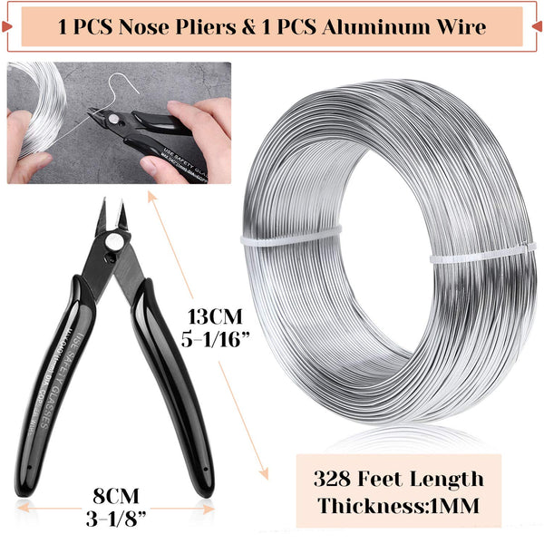 18 Gauge Aluminum Craft Wire Jewelry Making, 328 FT Metal Wire Armature Bendable Wire for Bonsai Trees, Sculpting, DIY Crafts Beading Floral