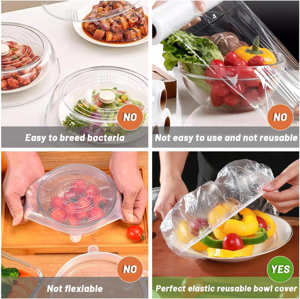 90Pcs Reusable Elastic Food Bowl Storage Covers, Sublaga Bowl Covers, Variety of 5 Translucent Stretchable Sizes and Colorful Dish Plate Covers,
