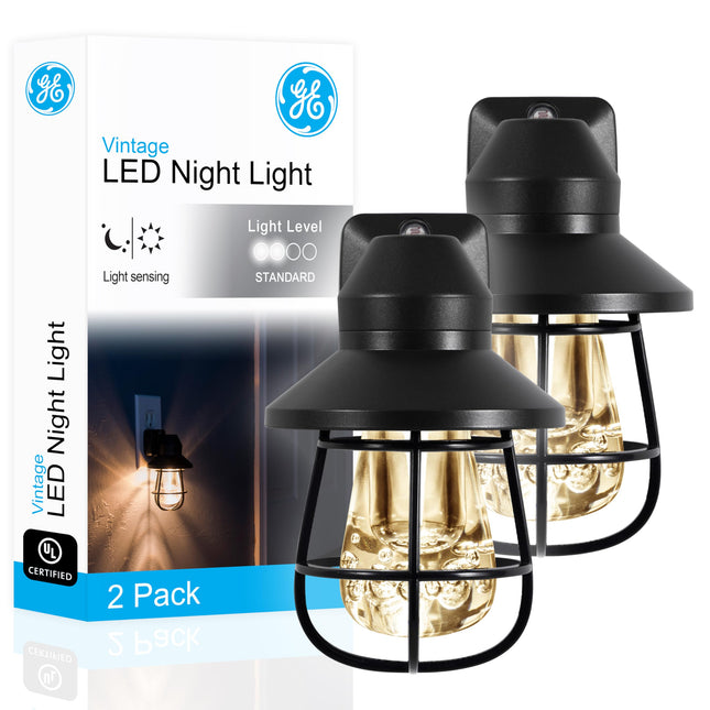GE Vintage LED Night Light, Plug-In, Dusk to Dawn Sensor, Farmhouse Decor, Mood Lighting, Home Decor, Ambient Lighting, 