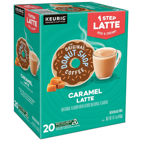 The Original Donut Shop Caramel One-Step Latte, Keurig Single Serve K-Cup Pods, 20 Count Caramel Latte 20 Count (Pack of 1)