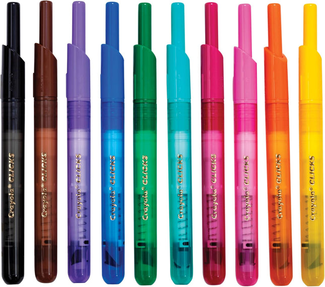 Crayola Clicks Retractable Tip Markers (10Ct), Easter Basket Essentials, Cone Tip, Washable Art Marker Set for Kids, Lon