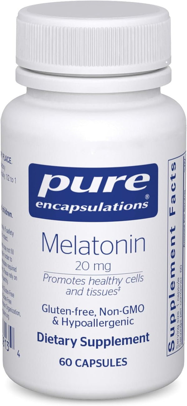 Pure Encapsulations Melatonin 20 Mg - Not Intended for Sleep Support - for Immune System & Healthy Cells - 99.5% Purity Melatonin - Gluten Free &