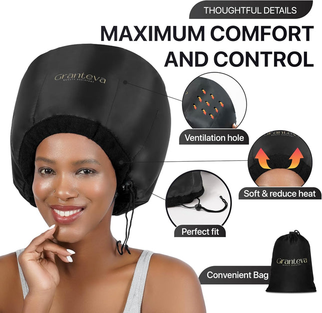 Hooded Hair Dryer W/A Headband Integrated That Reduces Heat around Ears & Neck -