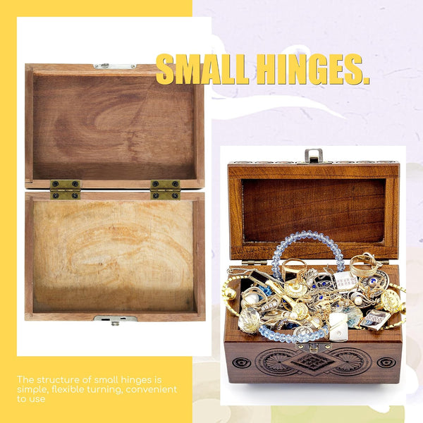 100 Pieces Small Hinges for Wooden Box Bronze Mini Hinges Tiny Hinge for Jewelry Box, Mini Cabinet and Crafts