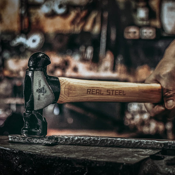 REAL STEEL Ball Peen Hammer with Genuine Hickory Wood Handle 16Oz/1 LB Forged Steel Head Ball Pein Hammer 0404 16 oz