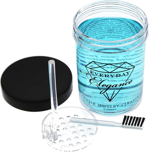 Everyday Elegance Gentle Cleaner Liquid Solution for Fine & Fashion Jewelry | Gold, Silver, Pearl & Porous Stone Cleaning | 6 Ounce Jar