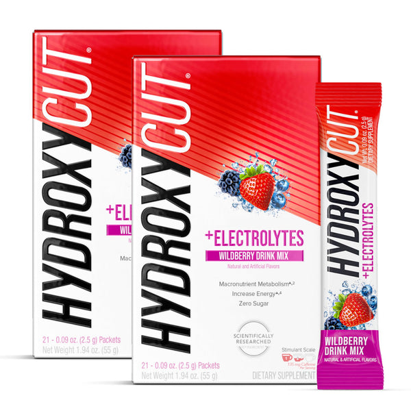 Hydroxycut Drink Mix, Wildberry Blast - 21 Travel-Size Packets, Pack of 2 - Zero Calories, Zero Sugar - Boost Metabolism, Burn Calories, Increase