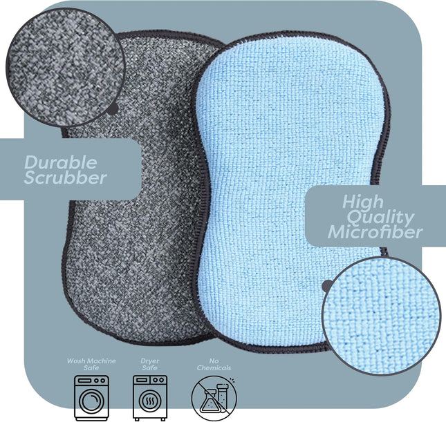 Multi-Purpose Sponges Kitchen by Scrub-It - Non-Scratch Microfiber Sponges for C