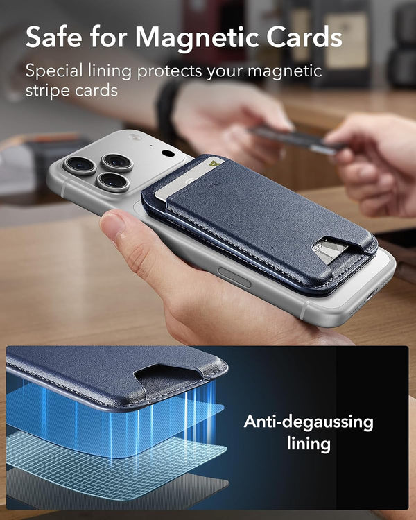 ESR for MagSafe Wallet with Stand, RFID Blocking, MagSafe Ring Included, 5 Cards Holder for Phone Case, Slim Magnetic Wallet for iPhone