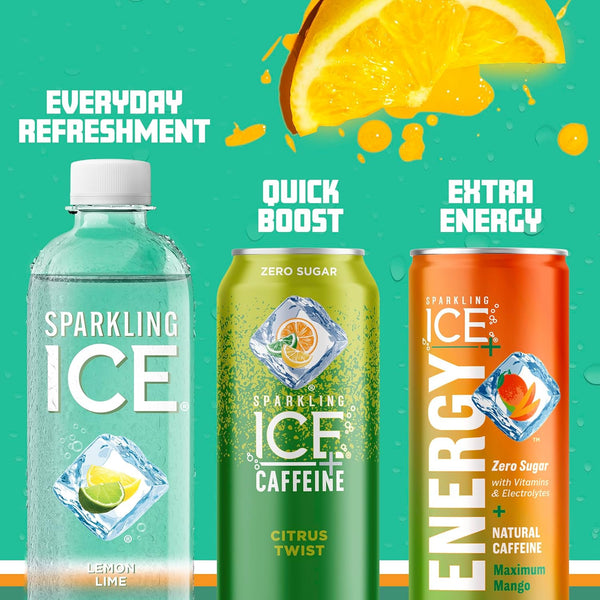 Sparkling Ice, Lemon Lime Sparkling Water, Zero Sugar Flavored Water, with Vitamins and Antioxidants, Low Calorie Beverage, 17 Fl Oz (Pack of 12)