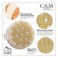 CSM Dry Body Brush - Natural Bristle Exfoliating Brush for Skin Renewal, Lymphatic Support and Circulation Boost - Sustainable Choice Dry Brushing