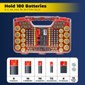 Ontel Battery Daddy Storage & Organizer Case w/Tester, Stores & Protects Up to 180 Batteries, Double-Sided, Clear Locking Lid, Secure Latches &