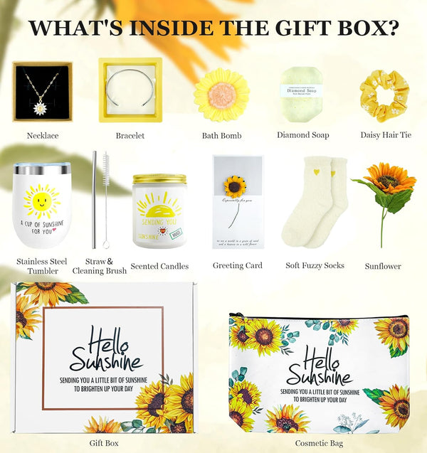 Sunflower Gifts for Women,Birthday Gift for Women,Sending Sunshine Gift,Thank You Gifts,Care Package,Thinking of You for Mom Grandma Sister Best