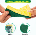 HOMERHYME Heavy Duty Scrub Sponge 24 Pack, Eco Cellulose Kitchen Dish Sponge Multipurpose Ergonomic for Washing Dishes, Uncoated Cookware &