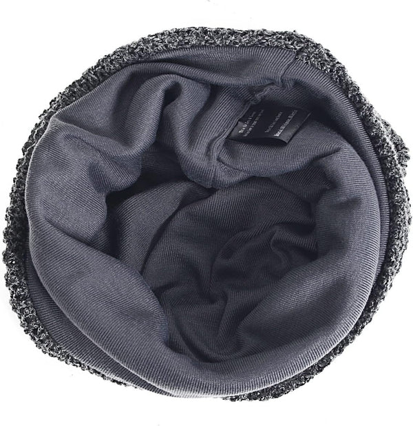 FORBUSITE Mens Slouchy Long Beanie Knit Cap for Summer Winter, Oversize Large B08-dark Grey