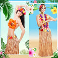 108x29.5In Hawaiian Grass Table Skirt for Summer Luau Party Decorations Straw Yellow 1 Pack