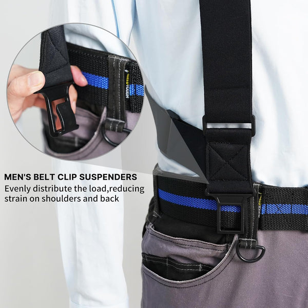 MELOTOUGH Belt Clip Suspenders For Men Heavy Duty, Outback Side Clip/Trucker Men's Suspenders with 2inch Width Elastic Black