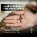 Natural Walnut Wood Cross Necklace for Men & Women - Small Wood Cross Pendant Necklace for Car Mirror - Wooden Religious Pendant Jewelry Walnut -