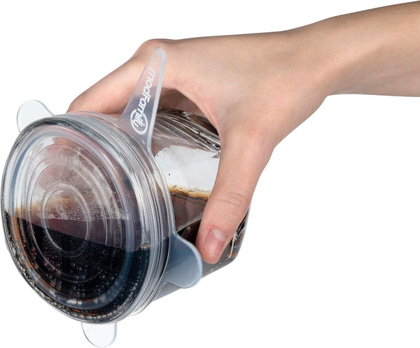 Modfamily Silicone Stretch Lids (7 Pack, Includes Exclusive XL Size), Reusable, Durable & Expandable to Fit Many Container Sizes & Shapes.