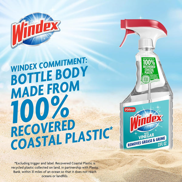 Windex Vinegar Glass and Window Cleaner, Removes Grease and Grime, 23 oz 23 Fl Oz (Pack of 1)