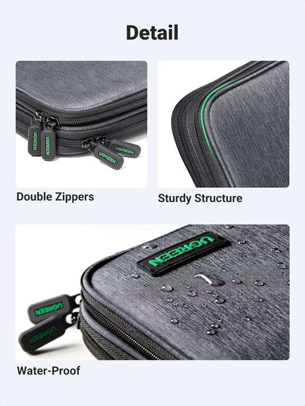 UGREEN Electronic Organizer Travel Cable Organizer Storage Bag for Data Cables, USB C Charger, SD Card, Hard Drive, Charging Cord, Mouse, Power