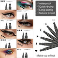 6 Pcs Double-Headed Eyeliner Stamps Set Black Liquid Eye Liner Pen with Star,Moon,Heart,Flower,Smiley,Triangle Stamp Stencils Shapes for Women