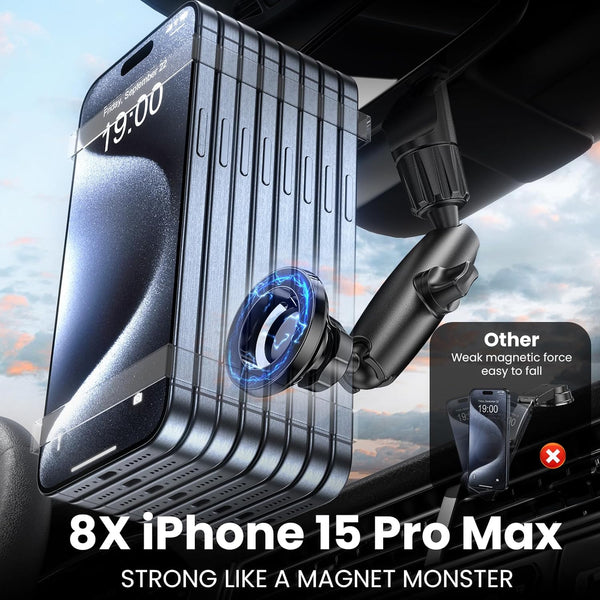 Magnetic Phone Holder for Car, Rear View Mirror Phone Holder, 360Â° Rotating Car Phone Mount, Compatible with Iphone 16/15/14/13/12 Series and All