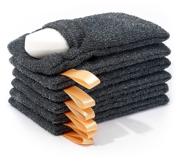 6-Pack Soap Pocket Exfoliating Soap Saver Pouch, Body Scrubber Rough Sponge Exfoliator for Bath or Shower, Gray Mesh Bar Soap Foam Lather Pouch 1