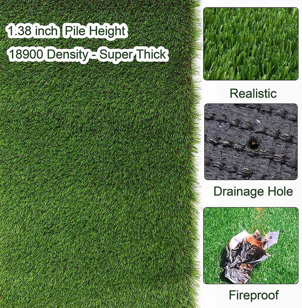 Petgrow Customized Sizes Artificial Grass Turf 3FTX10FT(30 Square FT) - Indoor Outdoor Garden Lawn Landscape Balcony Synthetic Turf Mat - Thick
