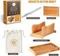 Bread Slicer for Homemade Bread - Bamboo Bread Slicer with Knife, Foldable Bread Slicing Guide with 3 Adjustable Thickness, Crumb Tray, Bread