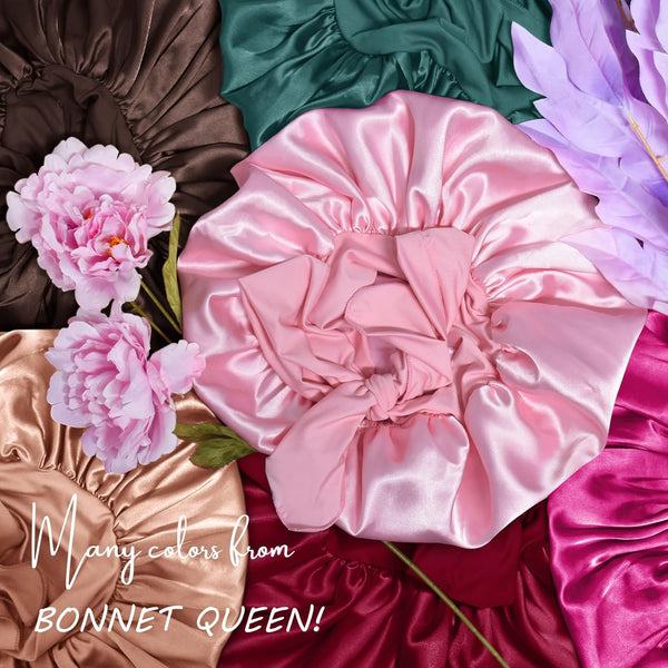 BONNET QUEEN 2Pcs Pack Satin Bonnet Cool Breathable Single Layer Silk Bonnet for Sleeping Women Hair Bonnet Night Sleep Cap Scarf Wrap for Curly