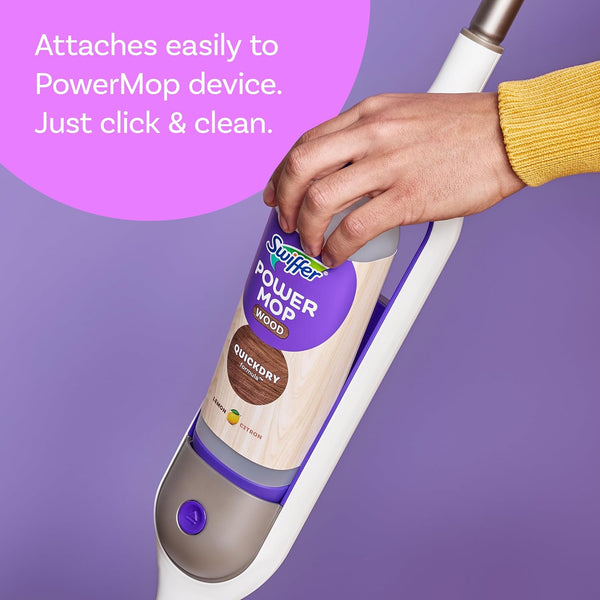 Swiffer Power Mop Wood Refill Solution, Quickdry Hardwood Floor Cleaner for Mopping Home, Bathroom, Kitchen, All Purpose Multi-Surface Solution
