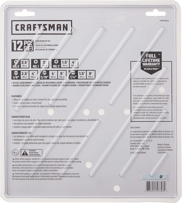 CRAFTSMAN Screwdriver Set, Assorted, 12Piece (CMHT65044) 12 Count (Pack of 1)