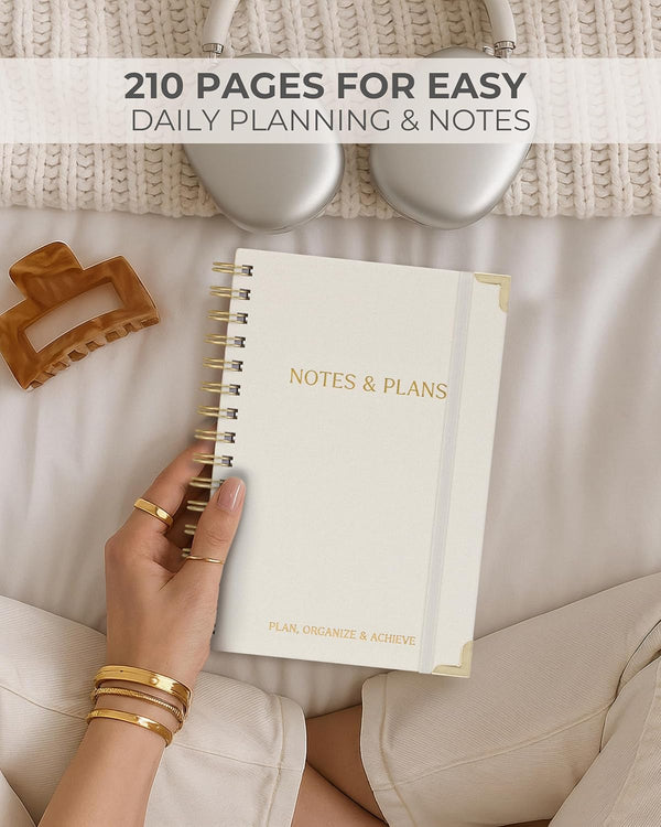 ZICOTO Aesthetic Daily Planner And Notebook With Hourly Schedule - Beautiful Spiral To do List Notepad For Work/Home to Organize Tasks And