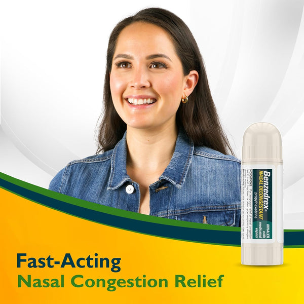 Benzedrex Nasal Decongestant Inhaler – Medicated Vapor Relief for Sinus Pressure, Nasal Congestion, Allergies, Hay Fever & Colds, 12 Count